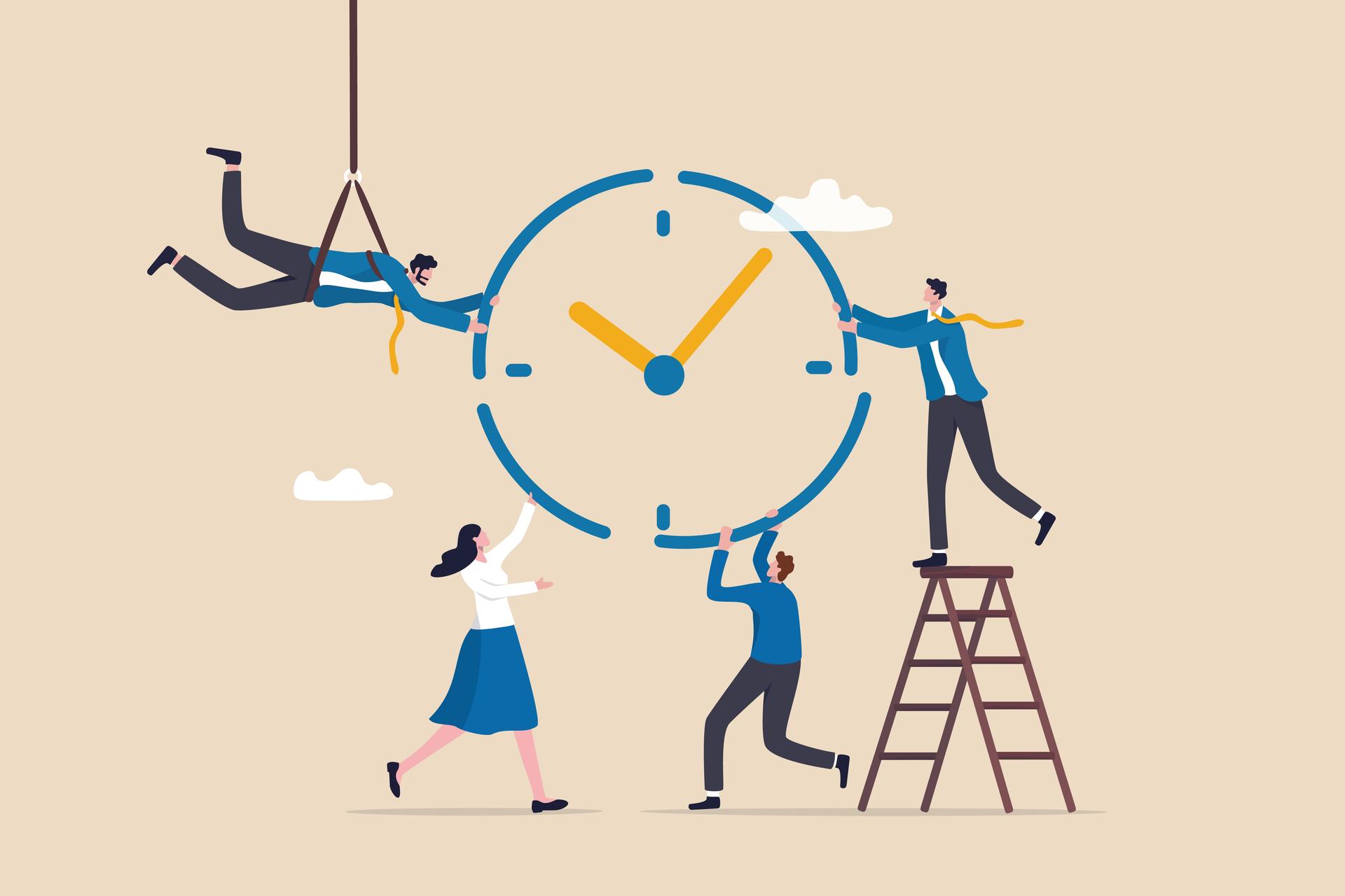 Graphic illustration of people putting a watch. Photo: Colourbox Graphic illustration of people putting a watch. Photo: Colourbox